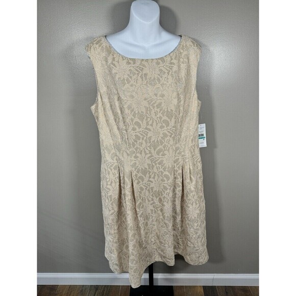 J Howard Cream White SZ 16 Cotton Blend Pleated Dress NWT - Picture 1 of 9